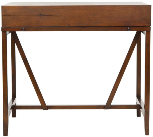 Safavieh Wyatt Writing Desk Pull Out Dark Teak Wood NC Coating Pine ZiNC Alloy AMH6509A 683726743255