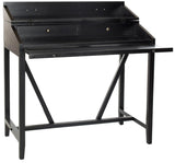 Safavieh Wyatt Writing Desk Pull Out Black Wood NC Coating Pine ZiNC Alloy AMH6509B 683726529767