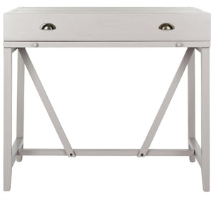 Safavieh Wyatt Writing Desk Pull Out Quartz Grey Wood NC Coating Pine ZiNC Alloy AMH6509C 683726529774