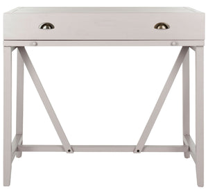 Safavieh Wyatt Writing Desk Pull Out Quartz Grey Wood NC Coating Pine ZiNC Alloy AMH6509C 683726529774