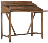 Safavieh Wyatt Writing Desk Pull Out Oak Wood NC Coating Elm ZiNC Alloy AMH6509E 683726529798