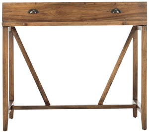 Safavieh Wyatt Writing Desk Pull Out Oak Wood NC Coating Elm ZiNC Alloy AMH6509E 683726529798