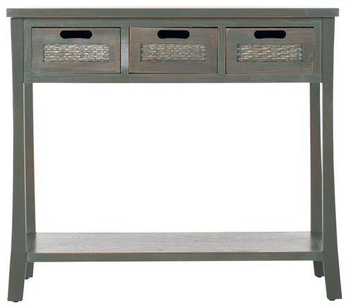 Safavieh Autumn Console 3 Drawer French Grey Wood NC Coating Elm AMH6510D 683726581833