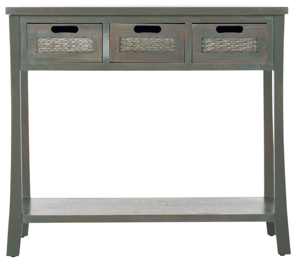 Safavieh Autumn Console 3 Drawer French Grey Wood NC Coating Elm AMH6510D 683726581833