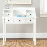 Safavieh Landon Writing Desk 5 Drawer White Wood NC Coating Poplar MDF ZiNC Alloy AMH6516D 683726529835