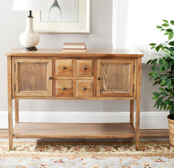 Safavieh Charlotte Sideboard Storage Oak Wood NC Coating Elm Pine ZiNC Alloy AMH6517A 683726743859