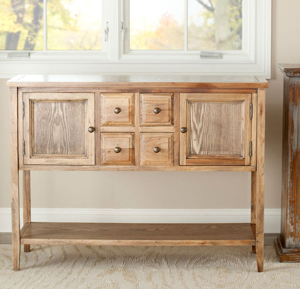 Safavieh Charlotte Sideboard Storage Oak Wood NC Coating Elm Pine ZiNC Alloy AMH6517A 683726743859