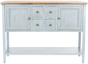 Safavieh Charlotte Sideboard Storage Barn Blue Oak Wood NC Coating Elm Pine ZiNC Alloy AMH6517B 683726971245