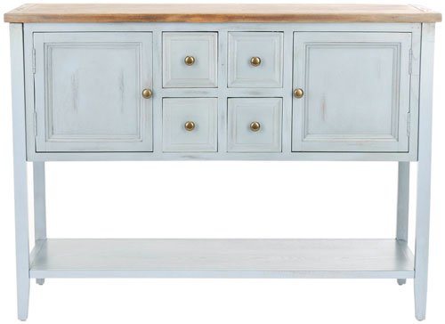Safavieh Charlotte Sideboard Storage Barn Blue Oak Wood NC Coating Elm Pine ZiNC Alloy AMH6517B 683726971245