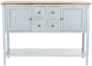 Safavieh Charlotte Sideboard Storage Barn Blue Oak Wood NC Coating Elm Pine ZiNC Alloy AMH6517B 683726971245