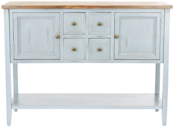 Safavieh Charlotte Sideboard Storage Barn Blue Oak Wood NC Coating Elm Pine ZiNC Alloy AMH6517B 683726971245
