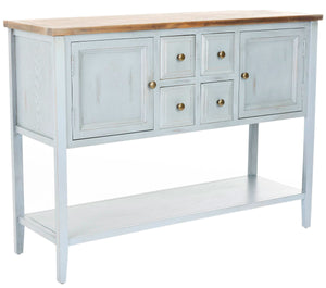 Safavieh Charlotte Sideboard Storage Barn Blue Oak Wood NC Coating Elm Pine ZiNC Alloy AMH6517B 683726971245