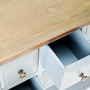 Safavieh Charlotte Sideboard Storage Barn Blue Oak Wood NC Coating Elm Pine ZiNC Alloy AMH6517B 683726971245