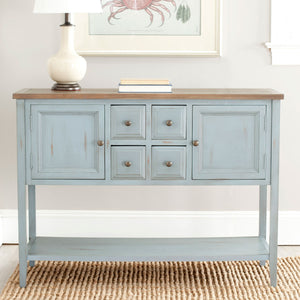 Safavieh Charlotte Sideboard Storage Barn Blue Oak Wood NC Coating Elm Pine ZiNC Alloy AMH6517B 683726971245