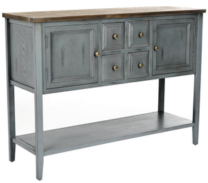 Safavieh Charlotte Sideboard Storage Barn Blue Oak Wood NC Coating Elm Pine ZiNC Alloy AMH6517B 683726971245