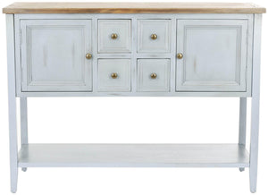 Safavieh Charlotte Sideboard Storage Barn Blue Oak Wood NC Coating Elm Pine ZiNC Alloy AMH6517B 683726971245