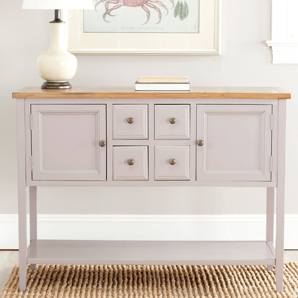 Safavieh Charlotte Sideboard Storage Quartz Grey Oak Wood NC Coating Elm Pine ZiNC Alloy AMH6517C 683726529927