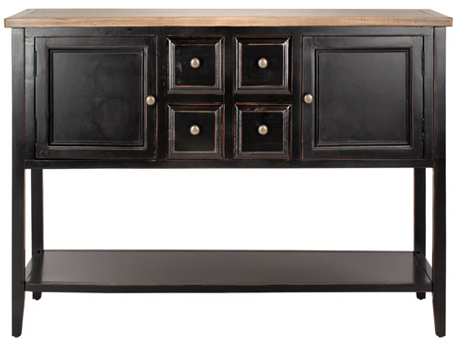 Safavieh Charlotte Sideboard Storage Black Oak Wood NC Coating Elm Pine ZiNC Alloy AMH6517D 683726529934