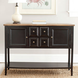 Safavieh Charlotte Sideboard Storage Black Oak Wood NC Coating Elm Pine ZiNC Alloy AMH6517D 683726529934