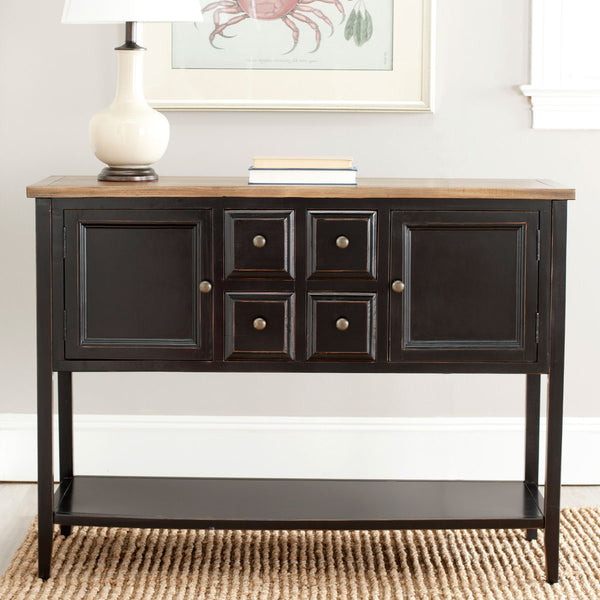 Safavieh Charlotte Sideboard Storage Black Oak Wood NC Coating Elm Pine ZiNC Alloy AMH6517D 683726529934