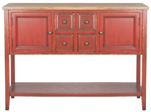 Safavieh Charlotte Sideboard Storage Egyptian Red Oak Wood NC Coating Elm Pine ZiNC Alloy AMH6517F 683726662754