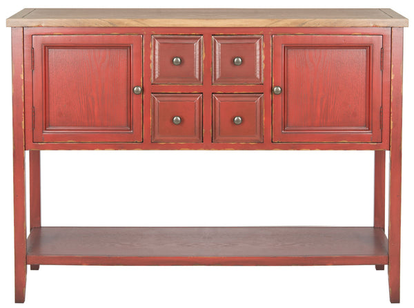 Safavieh Charlotte Sideboard Storage Egyptian Red Oak Wood NC Coating Elm Pine ZiNC Alloy AMH6517F 683726662754