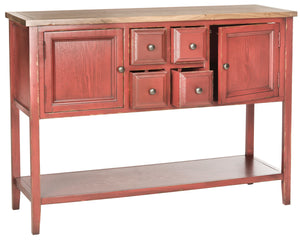 Safavieh Charlotte Sideboard Storage Egyptian Red Oak Wood NC Coating Elm Pine ZiNC Alloy AMH6517F 683726662754