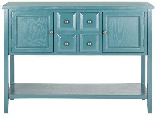 Safavieh Charlotte Sideboard Storage Slate Teal Wood NC Coating MDF Pine ZiNC Alloy AMH6517G 683726708445