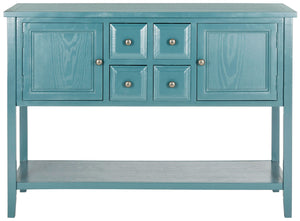 Safavieh Charlotte Sideboard Storage Slate Teal Wood NC Coating MDF Pine ZiNC Alloy AMH6517G 683726708445