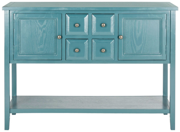 Safavieh Charlotte Sideboard Storage Slate Teal Wood NC Coating MDF Pine ZiNC Alloy AMH6517G 683726708445