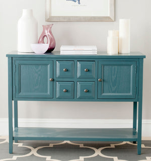 Safavieh Charlotte Sideboard Storage Slate Teal Wood NC Coating MDF Pine ZiNC Alloy AMH6517G 683726708445