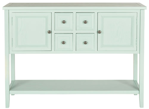 Safavieh Charlotte Sideboard Storage Aqua Smoke Wood NC Coating MDF Pine ZiNC Alloy AMH6517H 683726708452