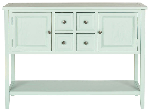 Safavieh Charlotte Sideboard Storage Aqua Smoke Wood NC Coating MDF Pine ZiNC Alloy AMH6517H 683726708452