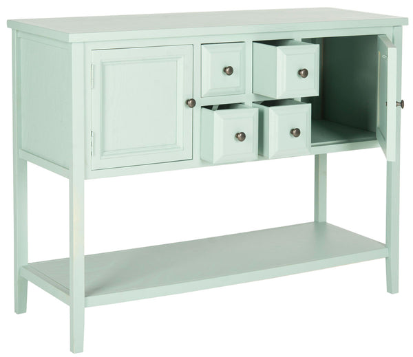 Safavieh Charlotte Sideboard Storage Aqua Smoke Wood NC Coating MDF Pine ZiNC Alloy AMH6517H 683726708452