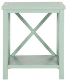 Safavieh Candence End Table Cross Back Dusty Green Wood NC Coating Pine AMH6523E 683726708490