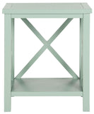 Safavieh Candence End Table Cross Back Dusty Green Wood NC Coating Pine AMH6523E 683726708490