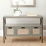 Safavieh Joshua Console 3 Drawer French Grey Wood NC Coating Pine Iron AMH6532B 683726663386