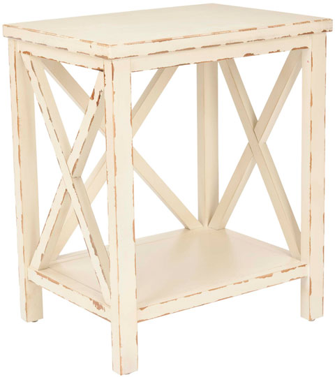 Safavieh Mia End Table Vintage Cream Wood NC Coating Poplar AMH6535A 683726744320