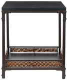Safavieh Dinesh End Table Storage Shelf Black Dark Walnut Wood NC Coating Pine Iron AMH6549A 683726971023