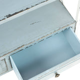 Safavieh Chandra Console Storage Drawers Pale Blue White Smoke Wood NC Coating Pine ZiNC Alloy AMH6551A 683726971047
