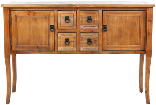 Safavieh Dolan Sideboard Storage Drawers Brown Pine Wood NC Coating Fir AMH6563A 683726971207