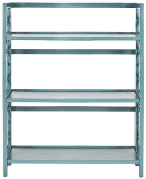 Safavieh Natalie Bookcase Low Teal Elm Wood Iron AMH6565D 683726708681