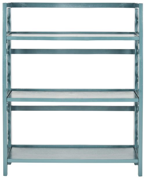 Safavieh Natalie Bookcase Low Teal Elm Wood Iron AMH6565D 683726708681