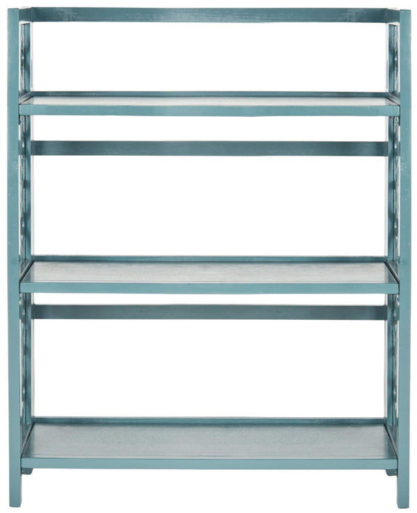 Safavieh Natalie Bookcase Low Teal Elm Wood Iron AMH6565D 683726708681