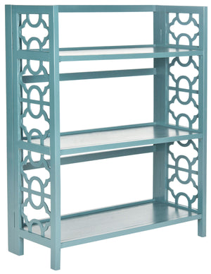 Safavieh Natalie Bookcase Low Teal Elm Wood Iron AMH6565D 683726708681