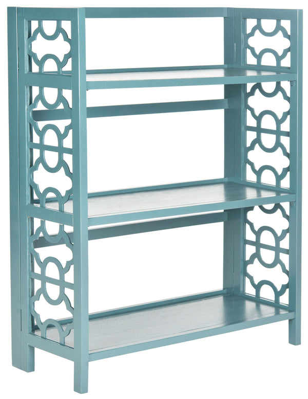 Safavieh Natalie Bookcase Low Teal Elm Wood Iron AMH6565D 683726708681