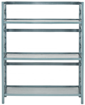 Safavieh Natalie Bookcase Low Teal Elm Wood Iron AMH6565D 683726708681