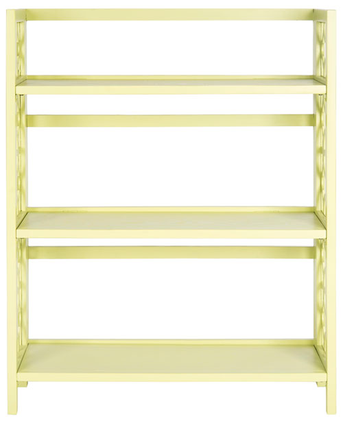 Safavieh Natalie Bookcase Low Avocado Green Elm Wood Iron AMH6565E 683726708698