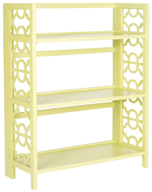 Safavieh Natalie Bookcase Low Avocado Green Elm Wood Iron AMH6565E 683726708698