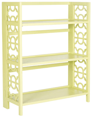 Safavieh Natalie Bookcase Low Avocado Green Elm Wood Iron AMH6565E 683726708698